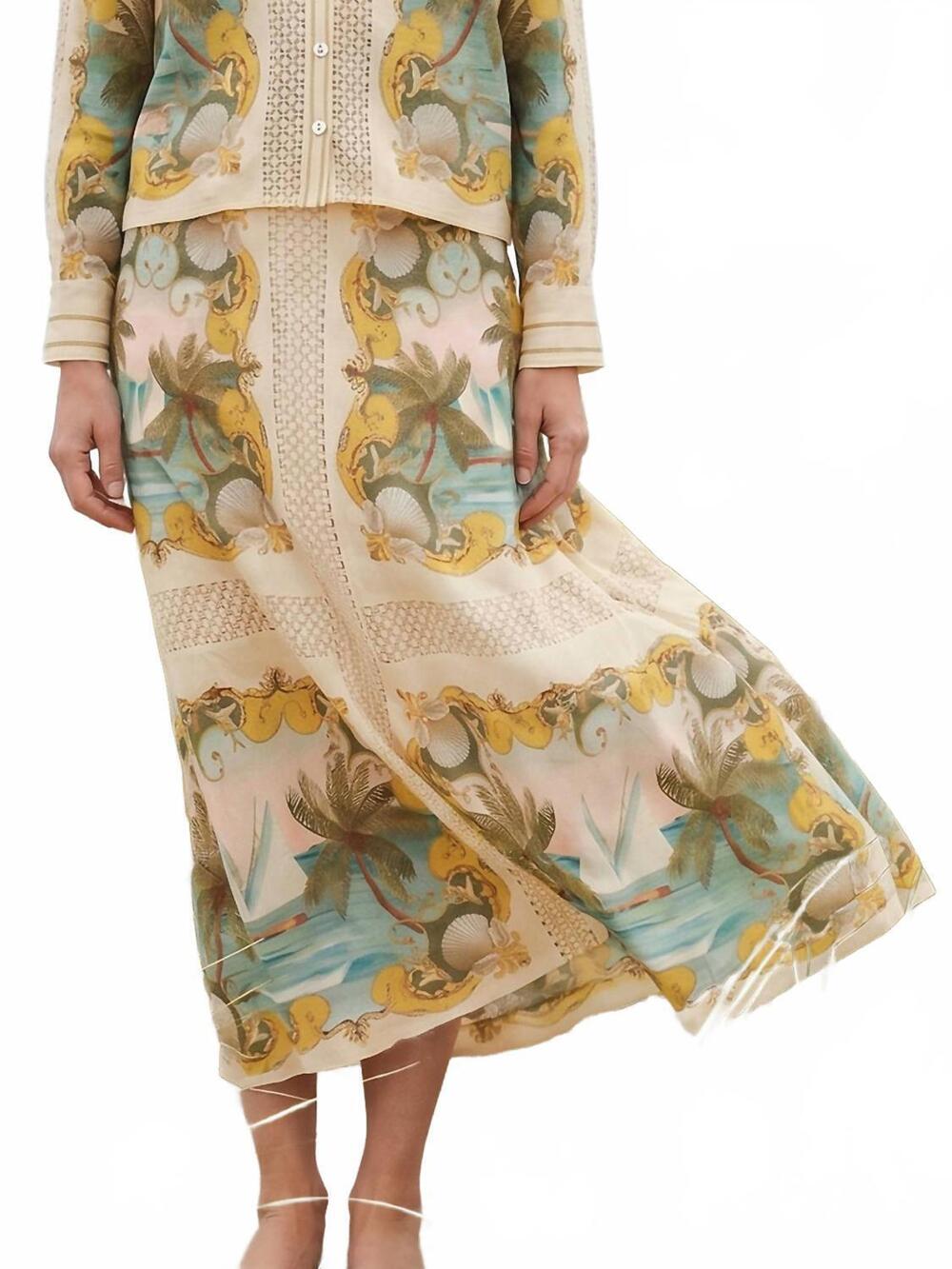 NEW FARM RIO royal sea crochet detail midi skirt in multi - Picture 1 of 3
